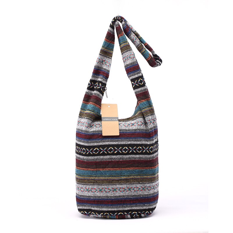 Kvinnor vintage axelväska mochila retro vävtyg messenger väska bohemisk stil hippie aztec folk tribal crossbody väska