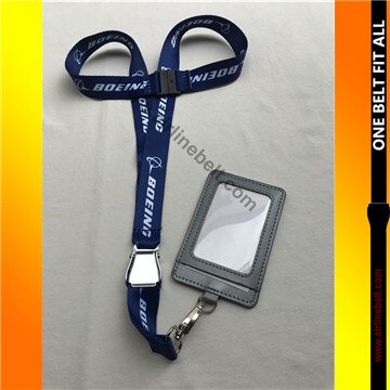 Blauw Boeing seat belt vliegtuig gesp lanyard met ID case houder voor pilot flight crew airman luchtvaart kantoor persoonlijkheid: Boeing silver holder