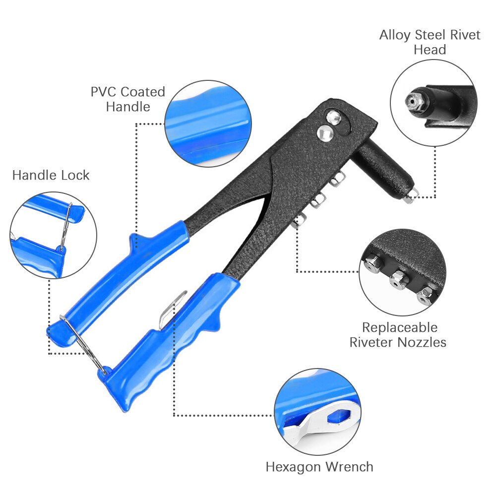 Rivet Gun Kit Heavy Duty Single Hand Manual Rivete... – Grandado