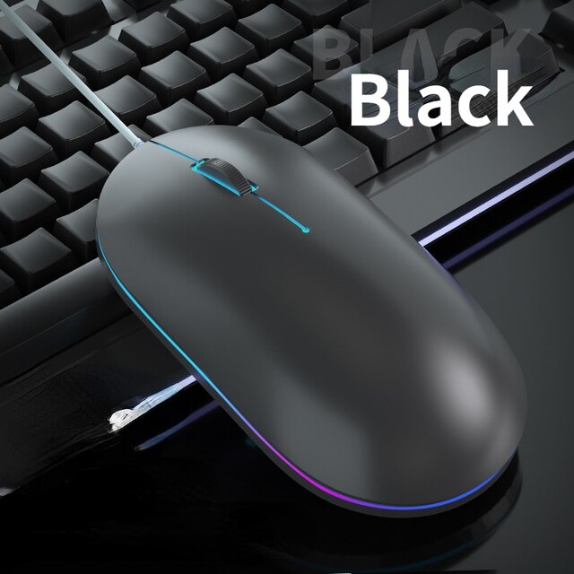 Mały uroczy przewodowa mysz ergonomiczna konstrukcja myszy USB 1600 DPI optyczny kreatywny komputer Mause na PC Laptop: Black