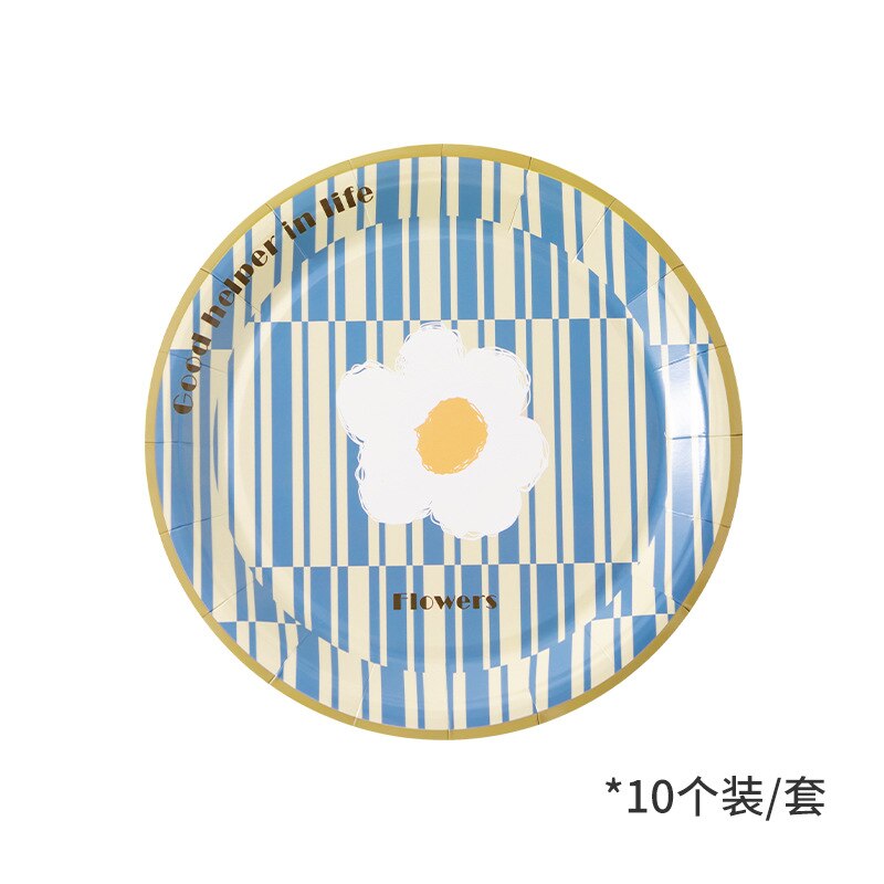 Degradable Party Plate Household Disposable Paper Tray Dim Sum Plate Hotel Restaurant Catering Plate: Flowers