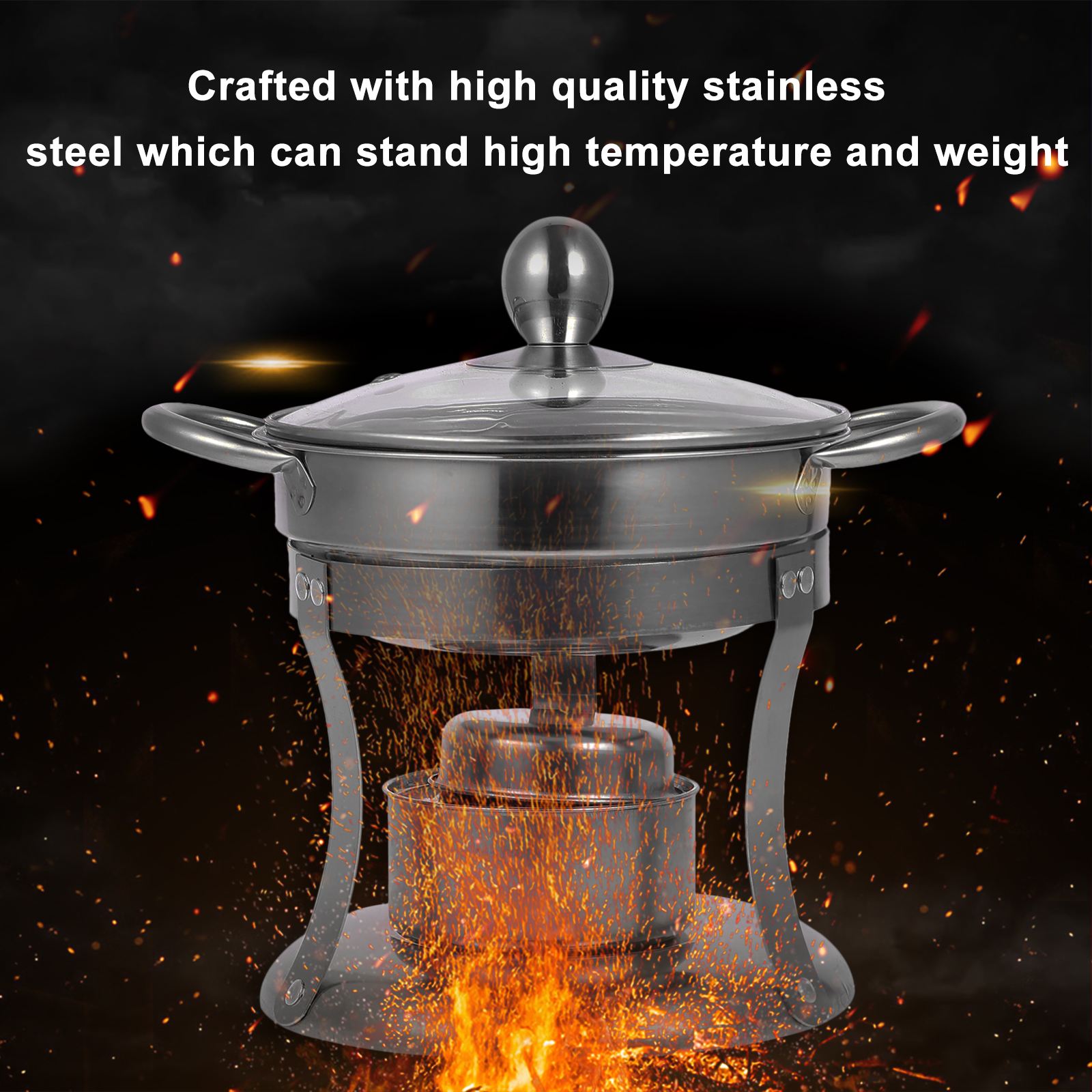 1 set of Portable Alcohol Stove Stainless Steel Self-service Pot Stove Useful Cooking Stove Pot Stove Alcohol Stove