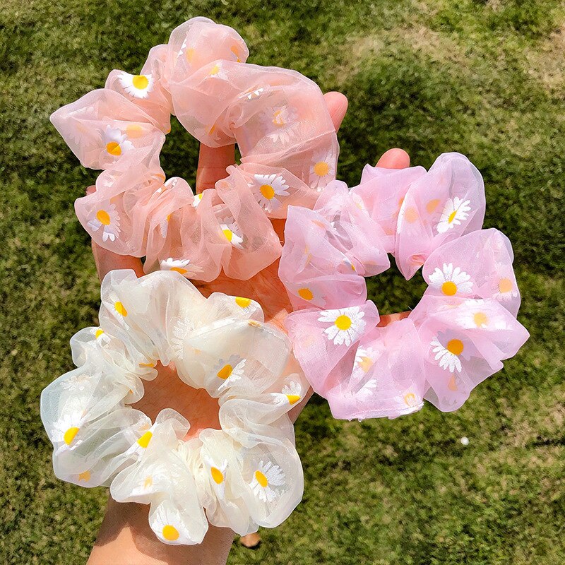 Diadema de margaritas de malla para niña, lazos para el pelo, accesorios para cabello de mujer, tocado
