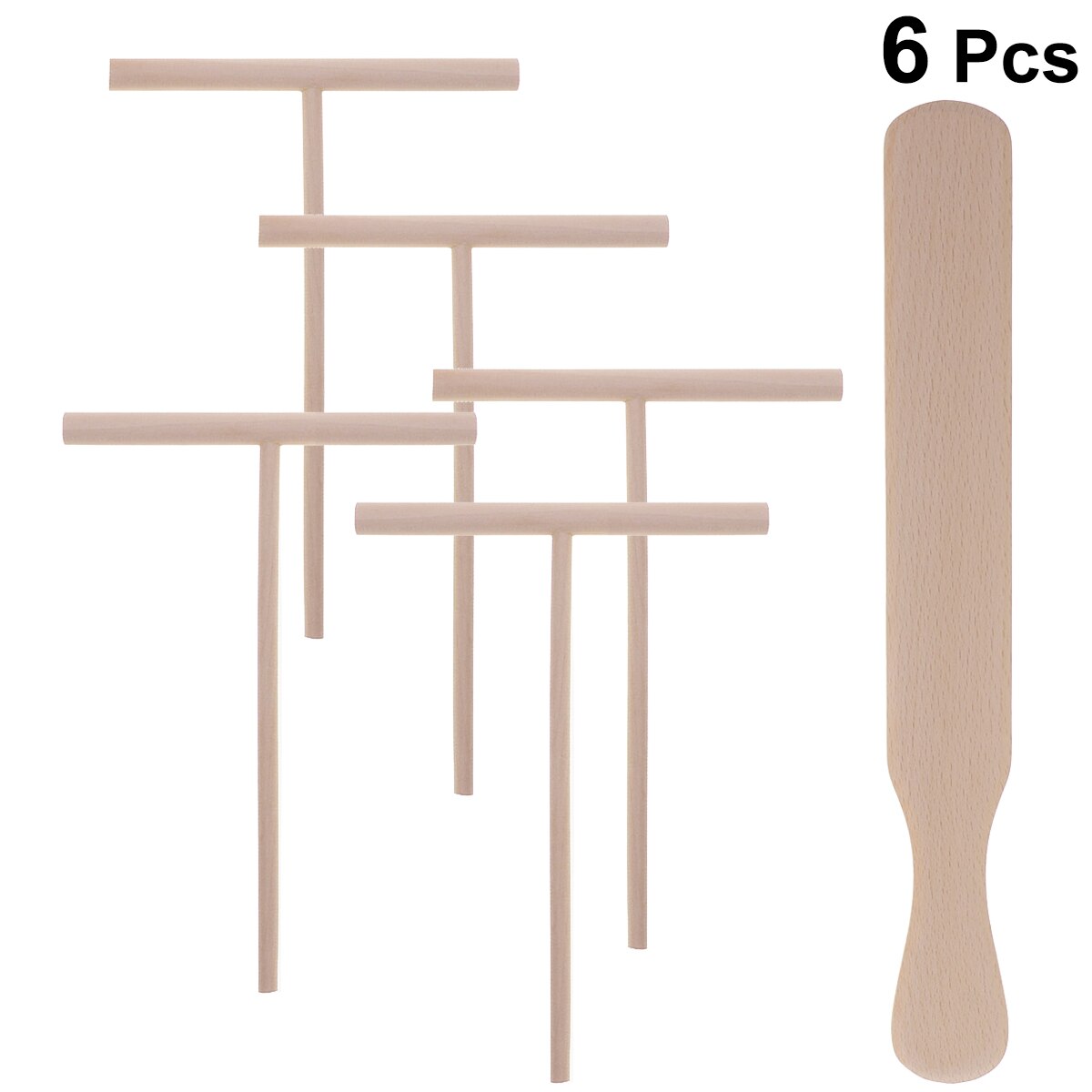 4pcs Pancake Cooking Utensils Wooden Crepe Spreader and Spatula Tortilla Rake Batter Spreading Tools(1pc Beechwood Spatula + 3pc: As Shown 2