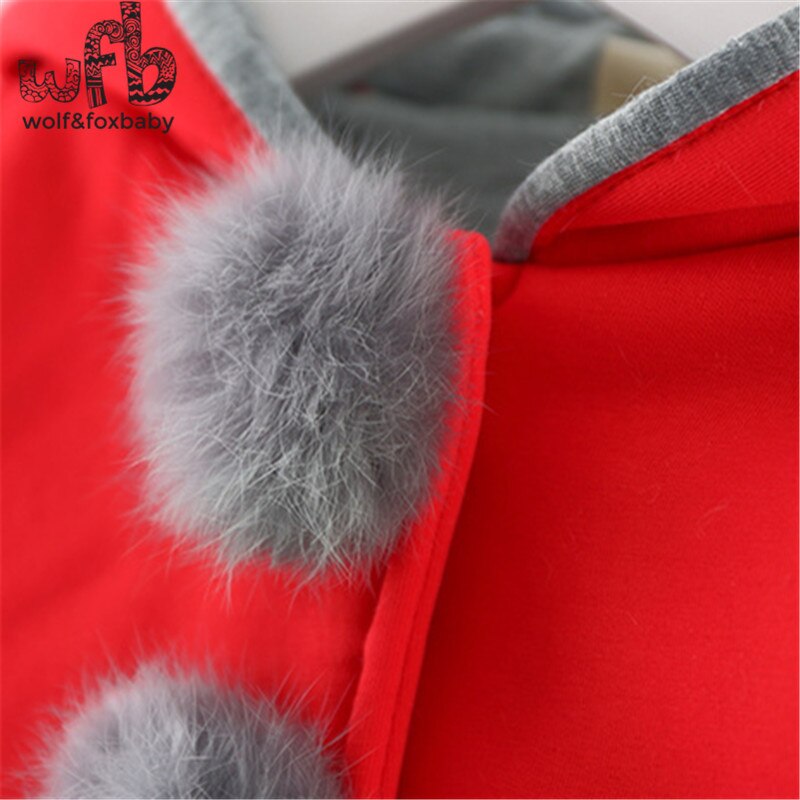 Retail 0-3 years coat cartoon Rabbit Ear Hooded solid color full-sleeves Warm cute kids children spring autumn fall winter