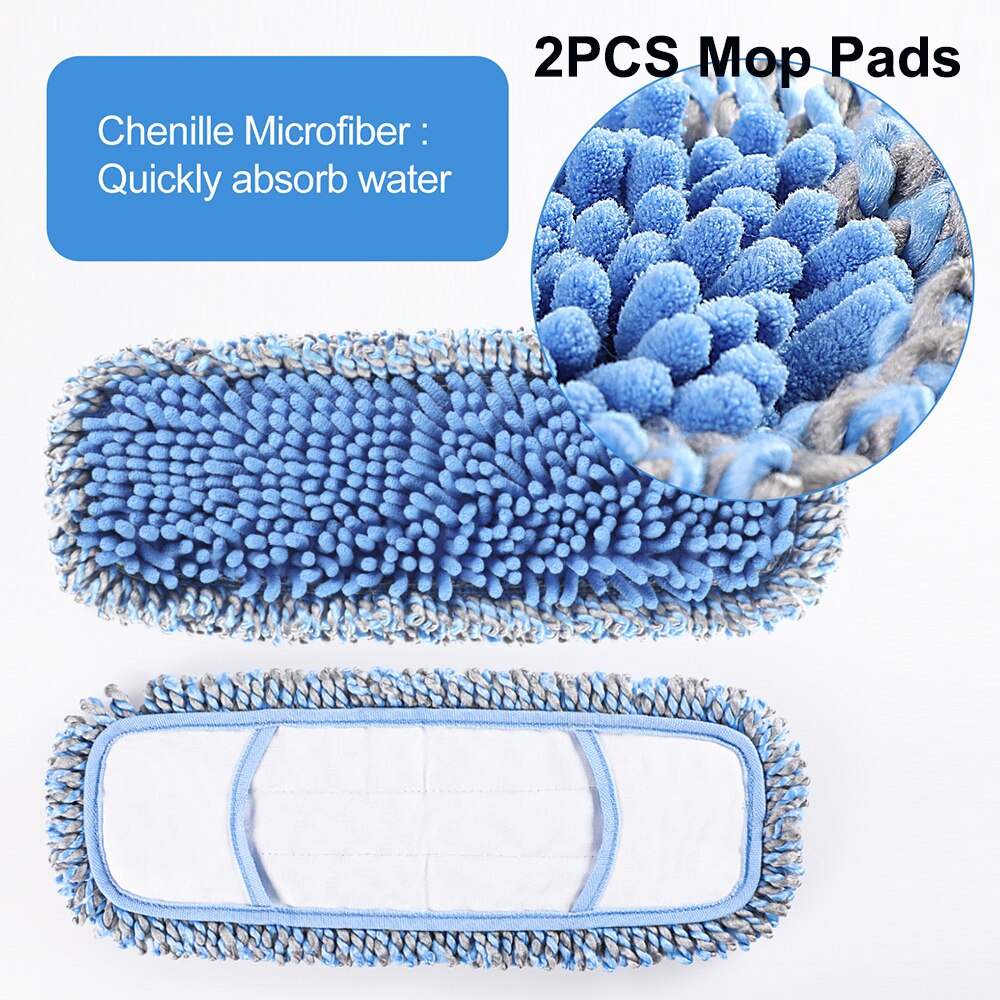 Cleanhome Microfiber Mop with Adjustable Stainless Steel Handle Chenille and Polyester Pad for Kitchen Bedroom Cleaning: Chenile Pad