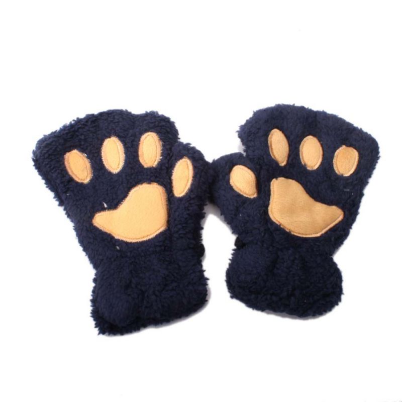 Neue Baby Katze Klaue Handschuhe Winter Stricken Flauschigen Jungen Mädchen Halbe Finger Handschuhe Samt Dicke Kinder kinder Halten Finger Warme 1-7 Y: DL