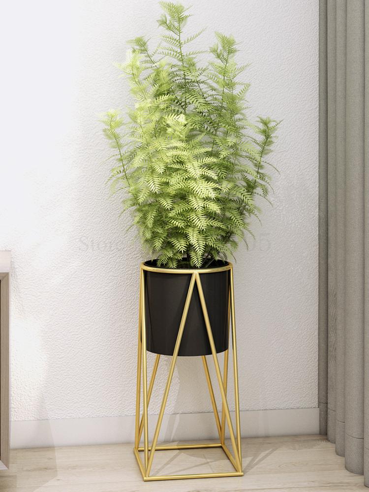 Europeisk stil enkel smidesjärn blomma stativ blomma hylla inomhus vardagsrum golvstående grön förföljande grön växt s