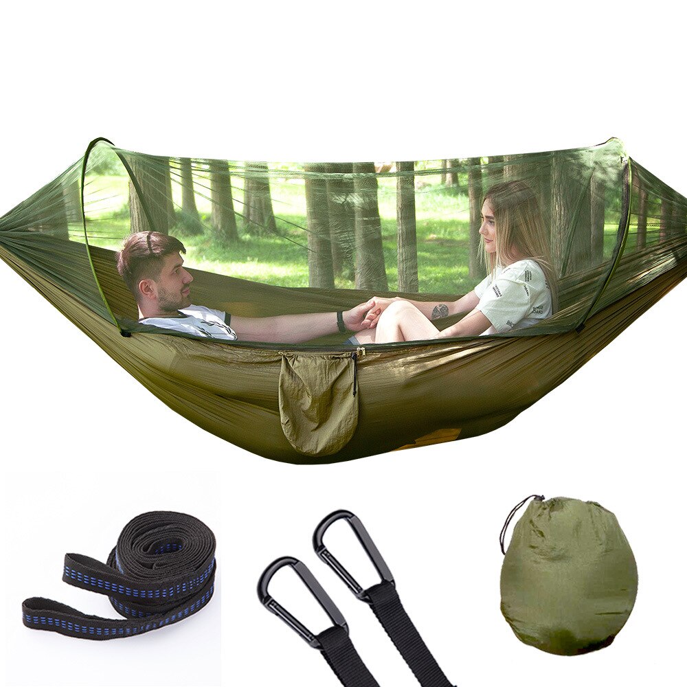 Automatische moskitonetz-hängematte für 1-2 personen, outdoor-hängematte aus nylonstoff, camping-moskitonetz-hängematten-baldachin-zelt