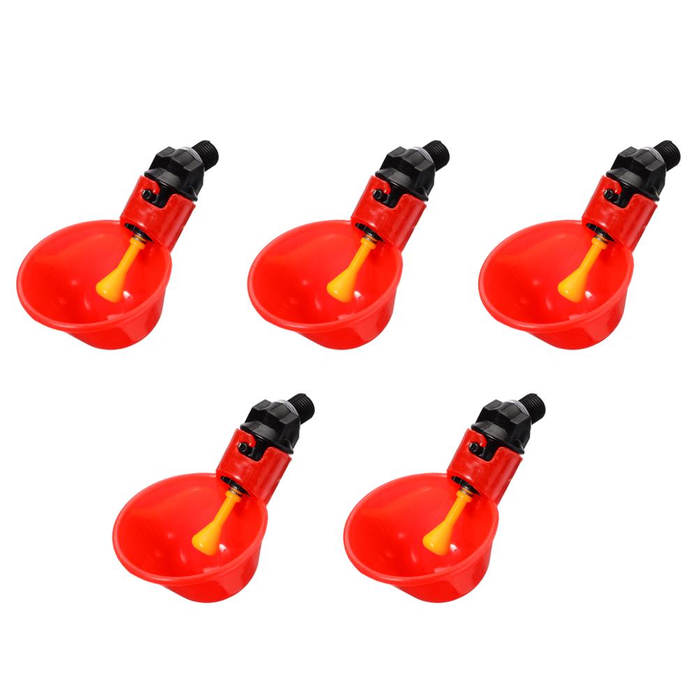 5pcs Water Drinker Bird Automatic Drinking Bowls Chicken Coop Waterer Poultry Chick Water Feeder Farm Supplies