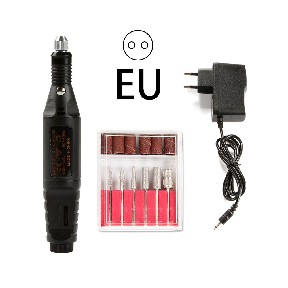 Electric Nail Drill Bits Set Milling Drill Machine for Manicure Nail Art Sanding File Gel Remover Mill Cutter Pedicure Apparatus: Black EU