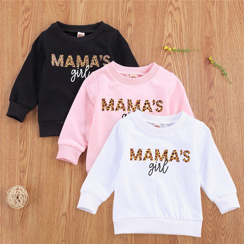 Herfst Baby Baby Meisjes Sweatshirts Brief Luipaard Print Lange Mouwen Trui Katoenen Tops Lente Outfits Voor Dailywear