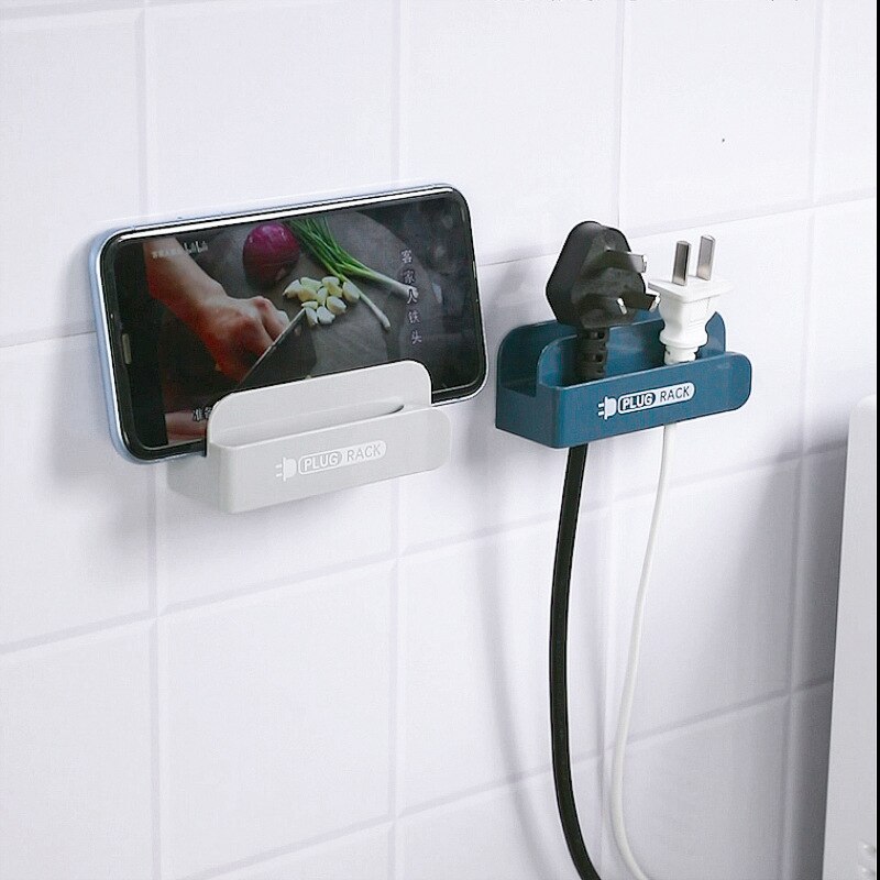 Opberghaken voor stekkers, oprolbare stekkerhouder, thuiskantoor, keuken, badkamer, zelfklevend opbergrek, oplaadrek voor mobiele telefoon