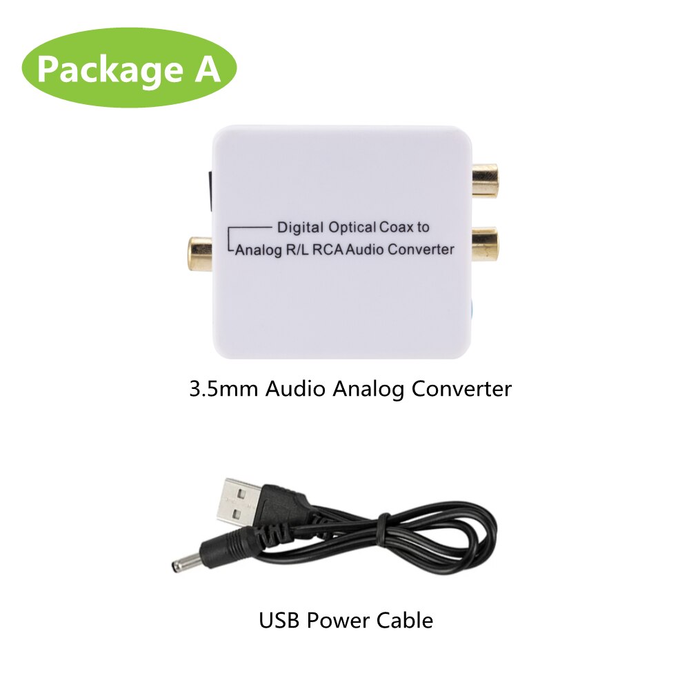 PzzPss DAC Digital Fiber Coaxial To Left And Right Channel Digital To Analog With 3.5Mm Jack Audio Analog Converter White: Package A