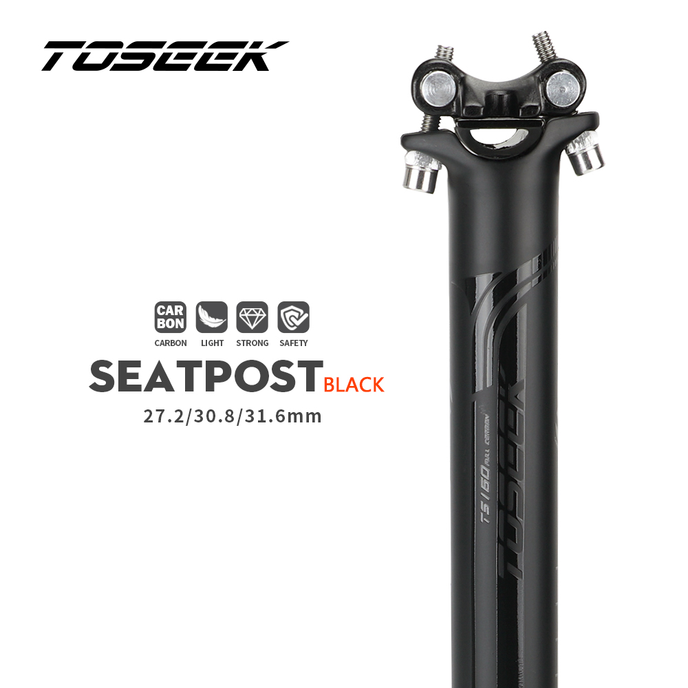 TOSEEK-tija de sillín de carbono para bicicleta, poste de asiento de bicicleta de montaña o carretera, color negro mate de 27,2/30,8/31,6mm, longitud de 0mm, piezas de bicicleta de 400mm