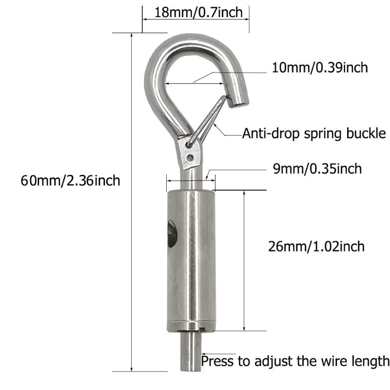 Adjustable Wire Rope Spring Hook Clothesline Picture Hanging Wire Stainless Steel Cable Supports Mirror Frame Set