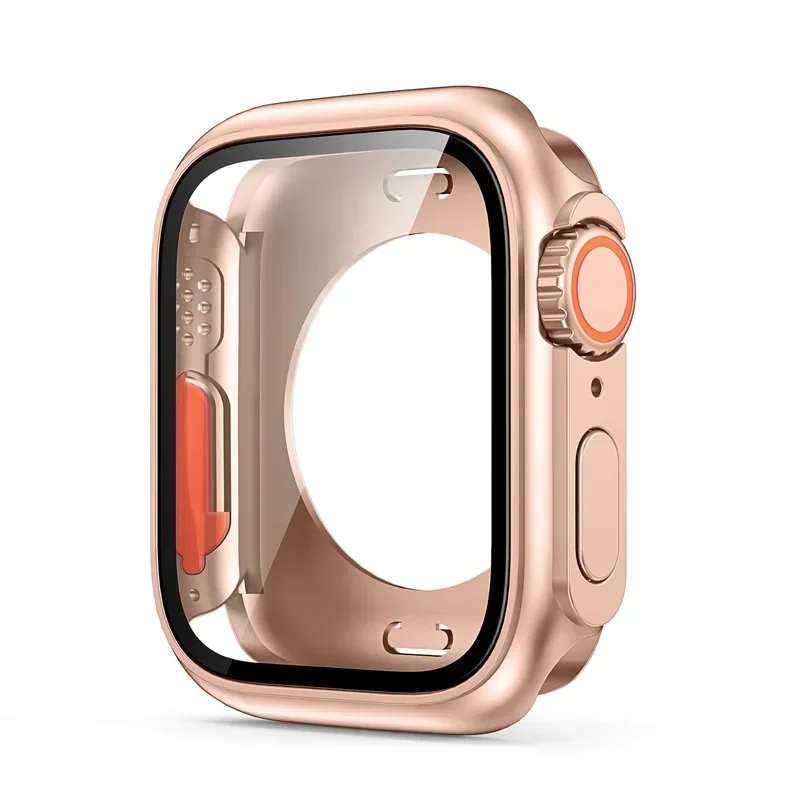 Screen Protector Cover voor Apple Watch 44mm 45mm 46mm 42mm Harde PC Voor Achter Bumper Case voor Iwatch 10 9 8 7 6 Veranderen Naar Ultra: RED / 9 Inches