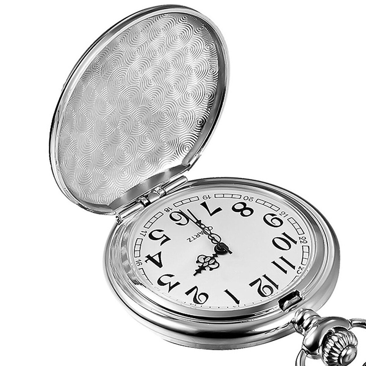 Black Smooth Stainless Steel Case Modern Pocket Watch Men