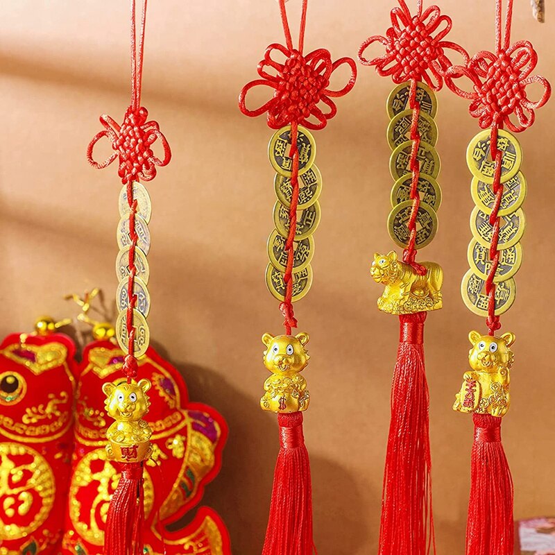 8 Pieces Of Chinese Feng Shui Charm Good Luck Charm For The 2022 Golden Chinese Year Of The Tiger Mascot