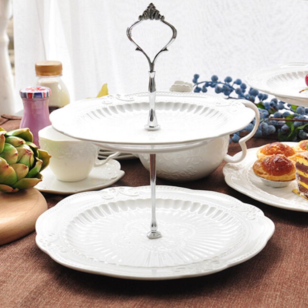 2/3- vånings tårtfat i plast, afternoon tea bröllopstallrikar festservis tårtaffär två/tre lager tårtställ inte tallrikar: 2 slips