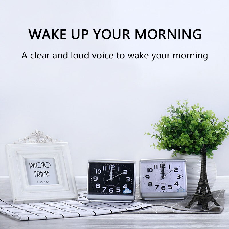 Silent Sweep Movement Alarm Clock Analog Table Clock Quartz Alarm Clock Sturdy Eco-friendly Durable Portable Square Decoration