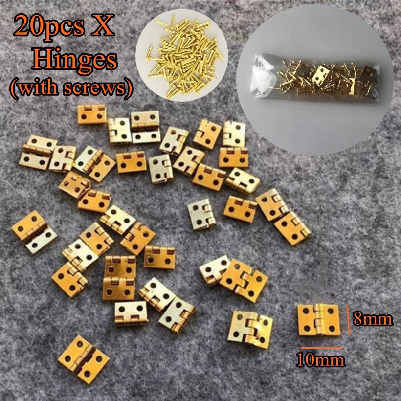 Tiny 20 stks Mini Kleine Metalen Scharnier Kleine Houten Box Prachtige Sieraden Zuiver Koper Deur Scharnieren Hardware Tool supply