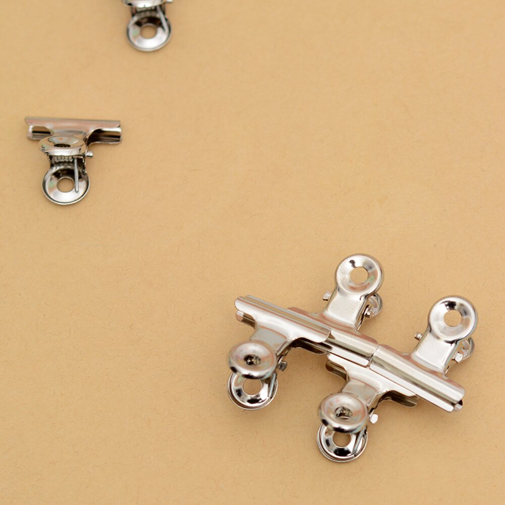 10 stk runde metal greb clips sølv bulldog clips i rustfrit stål billet clip brevpapir regninger metal clip kontorartikler