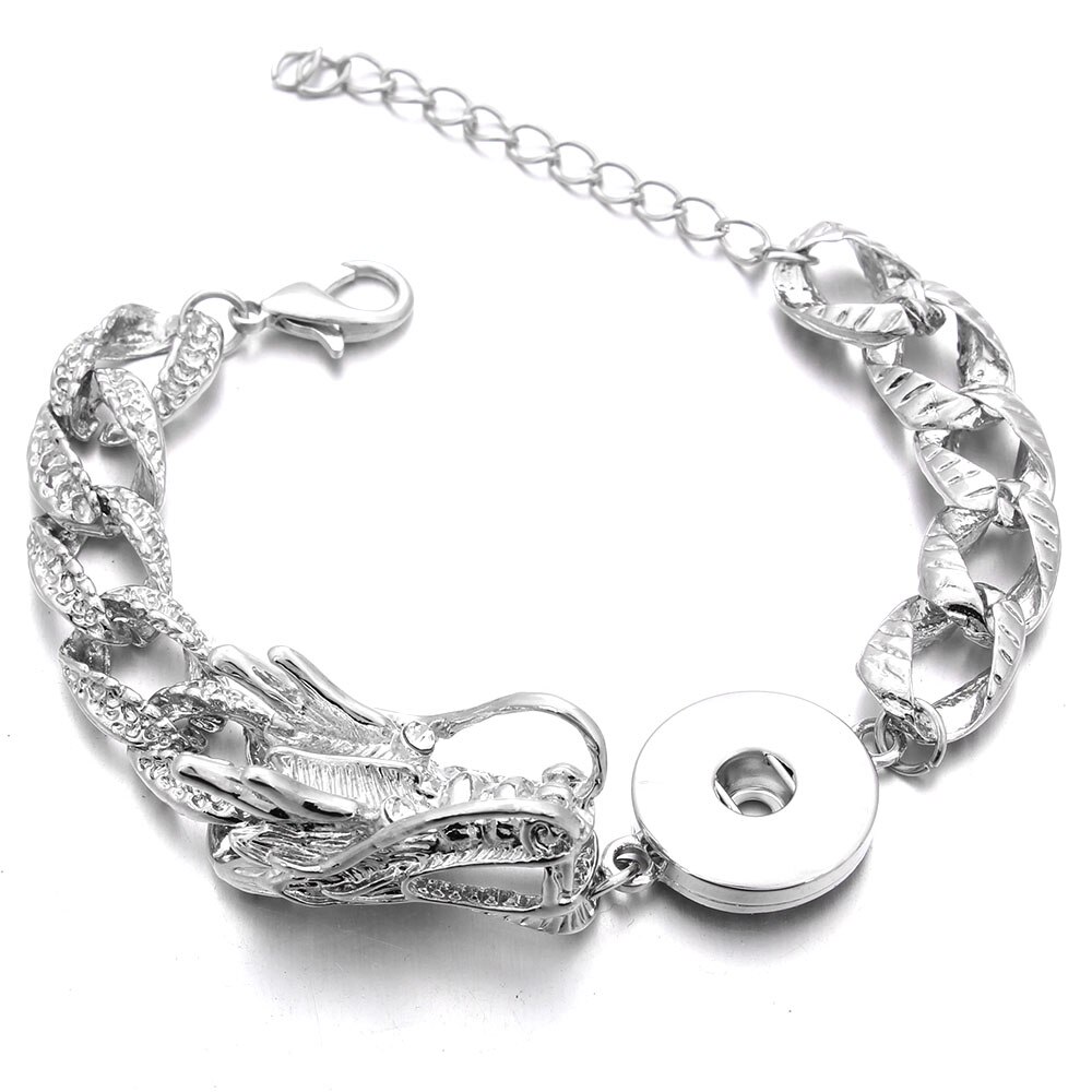 18mm Snap Jewelry DIY Bracelet Dragon Crystal Snap Button Bracelet Bangle Simple Cuff Bracelet for Men Women