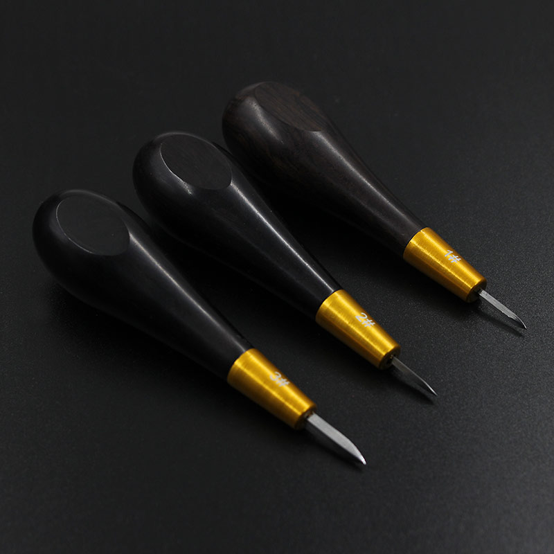 1PCS Rhombus Awl leather wooden handle Awl tool for leather sewing accessories perforated leather DIY craft tools