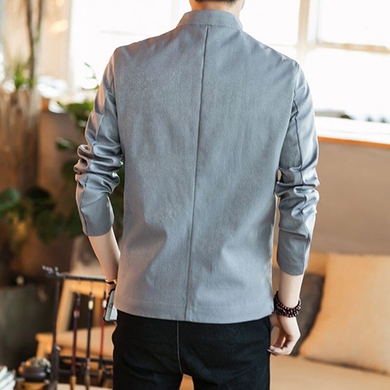 Traditional Chinese Clothing Male Cheongsam Shirt Kung Fu Shanghai Tang Clothes Loose Linen Hanfu Oriental Clothes Men TA1853: 1 / XL