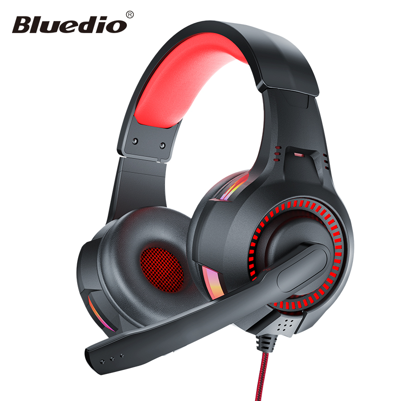 Bluedio D5 słuchawki gamingowe słuchawki komputerowe USB 3.5mm słuchawki przewodowe na ucho słuchawki z mikrofonem LED światło dla gamer PC laptop