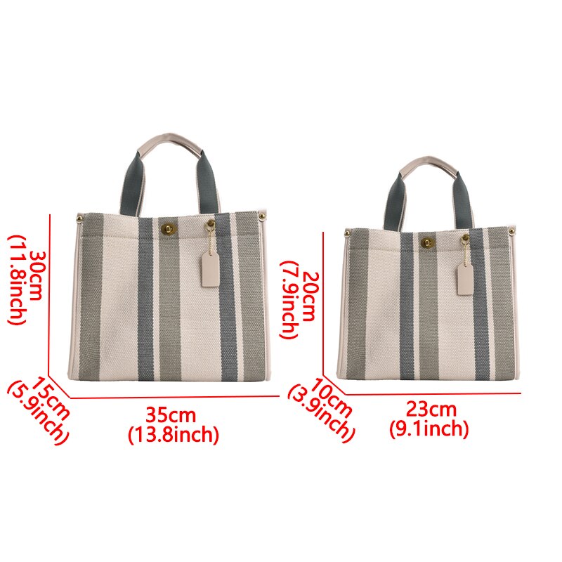 Mode Gestreepte Canvas Vrouwen Schoudertas Grote Capaciteit Shopper Tassen Voor Vrouwen Casual Brede Band Handtas Vrouwen Tas Pendelen tote