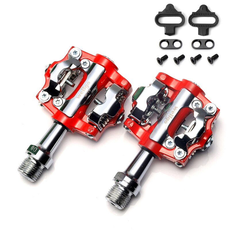 Wellgo M19 Aluminum Alloy MTB Mountain Bicycle Pedal Sealed Bearing Clipless pedal SPD Bike Pedals red: Default Title