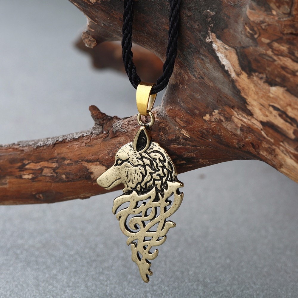 CHENGXUN Viking Wolf Knot Antique Religious Pendant Necklace Men Male Punk Cool Boys Collier