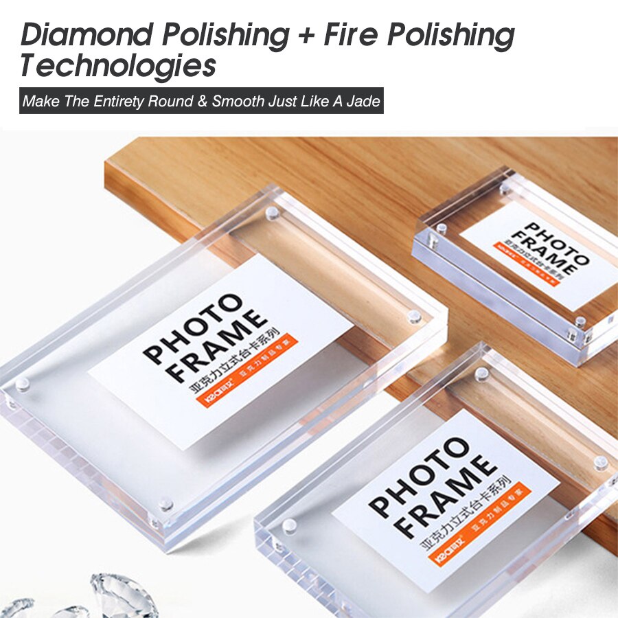 100*70mm Magnetic Acrylic Block Label Frame Desk Sign Holder Photo Frame Stand Desk Paper Card Picture Price Tag Display