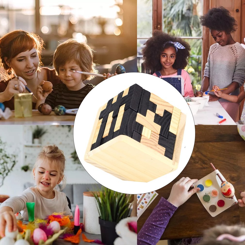 Creatieve 3D Houten Kubus Puzzel Ming Luban Grijpende Educatief Speelgoed Voor Kinderen Kids Brain Teaser Vroeg Leren Speelgoed
