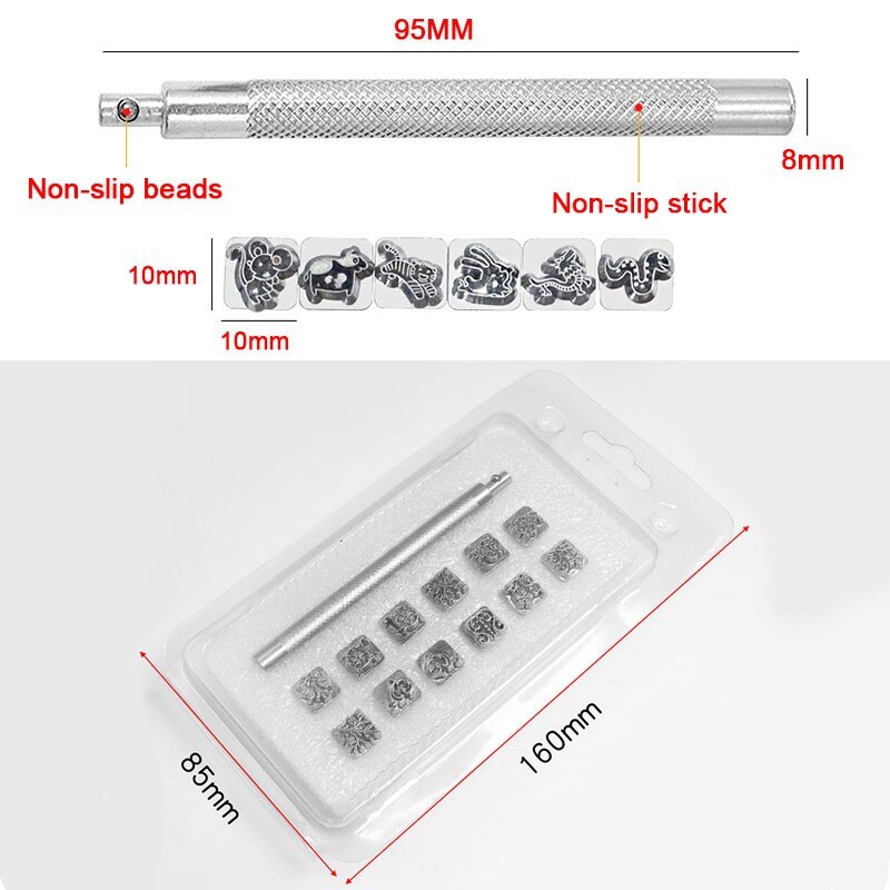 12Stck Leder Stanzen schlagen Werkzeuge Leder Stempel DIY Leder Handwerk Druck schlagen Briefmarken einstellen