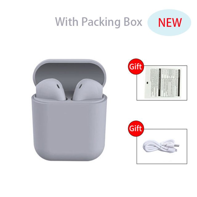 14 colores Macaron i12 TWS auriculares inalámbricos Bluetooth 5,0 auriculares originales inpods i12 mate sonido supergrave auriculares i2 TWS: i12 gray