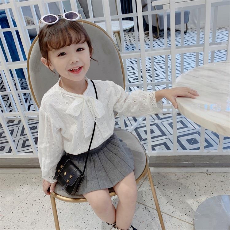 Girls' Shirt Spring Little Girl Western Style Shirt Children's Fashionable Hollow Top