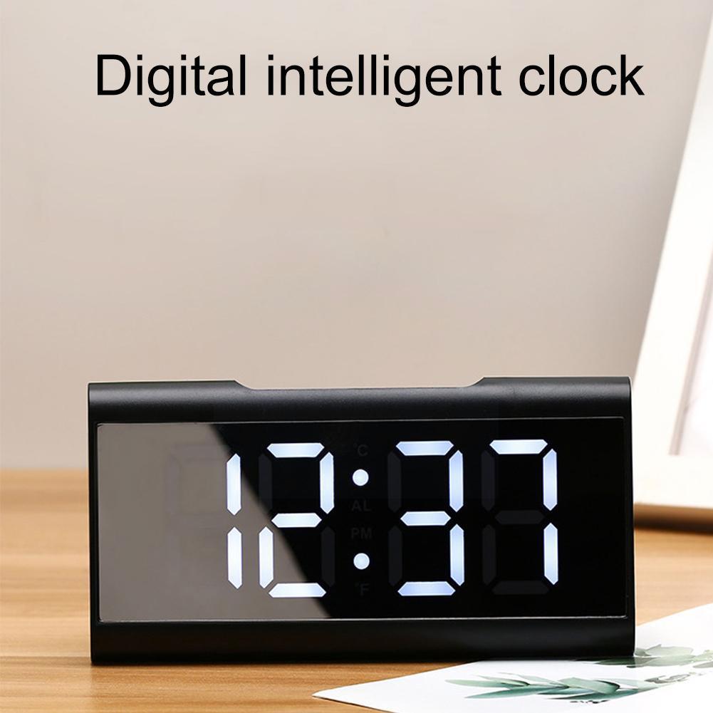Led Mirror Screen Alarm Clock Digital Clock Voice Control Snooze Date Temperature Display For Home Decoration R4j9