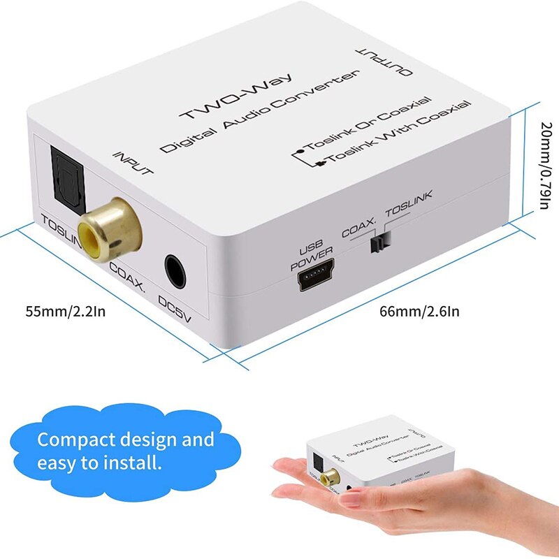 Optische Naar Coax Bi-Directionele Spdif Toslink Naar Coax Swtich Digitale Audio Converter Splitter Adapter