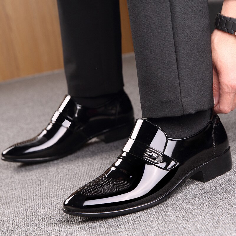 Zapatos formales de hombre del Océano Pacífico, Zapatos Oxford de charol con punta estrecha para hombres, Zapatos de vestir, Zapatos de negocios Oxford para hombres, Zapatos