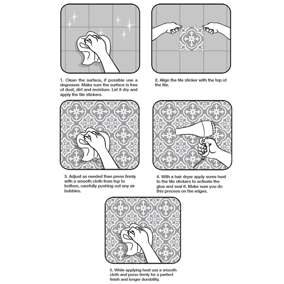 10Pcs 15/20cm Shell Fish Scale PVC Waterproof Self Adhesive Tile Stickers Bathroom Transfers - Marble & Pearl Effect