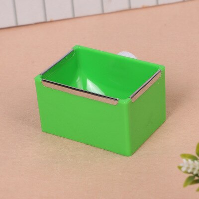 Pet Rabbit Cage Feeder Rectangular Plastic Feeding Trough Fixed In Cage For Chinchilla Food Basin Metal Edge Rabbit Accessories: Green