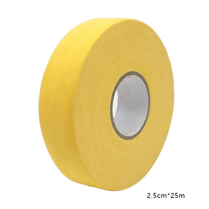 1PC 2.5cm x 25m di Stoffa Hockey Su Nastro di Sport di Sicurezza Calcio Pallavolo Basket Ginocchiere Hockey Su Nastro del Bastone da Golf gomito Nastro Nuovo: Giallo