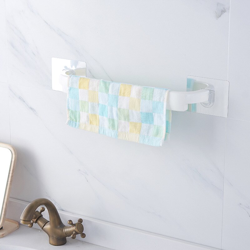 Nyttigt selvklæbende plastikhåndklædestativ vægmonteret stempelfrit køkkenrudestativ bærbart håndklædeholder badeværelse tilbehør: S1