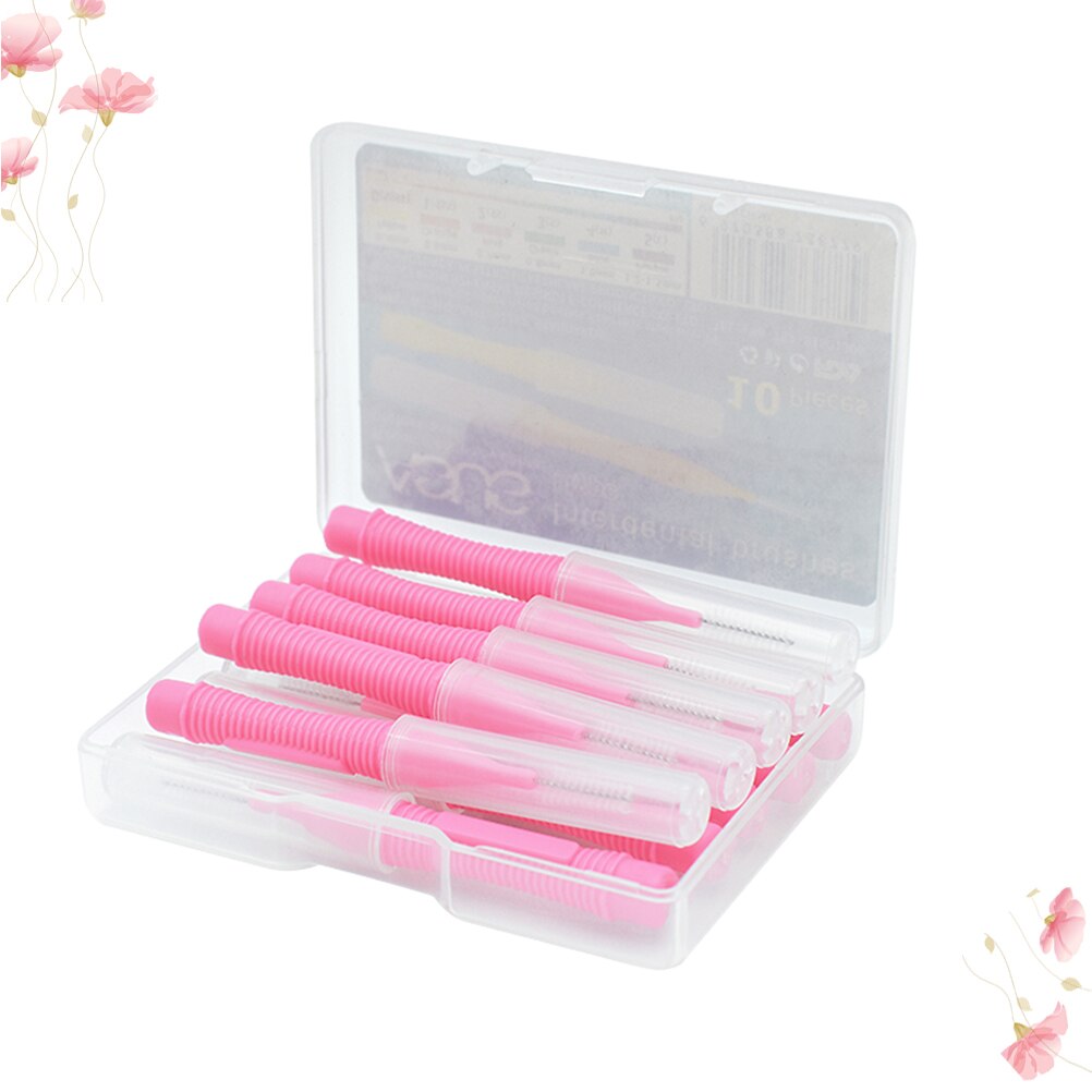 1 Set of 10pcs Interdental Brushes Between Teeth Floss Pick Care Brushes (Yellow): Pink