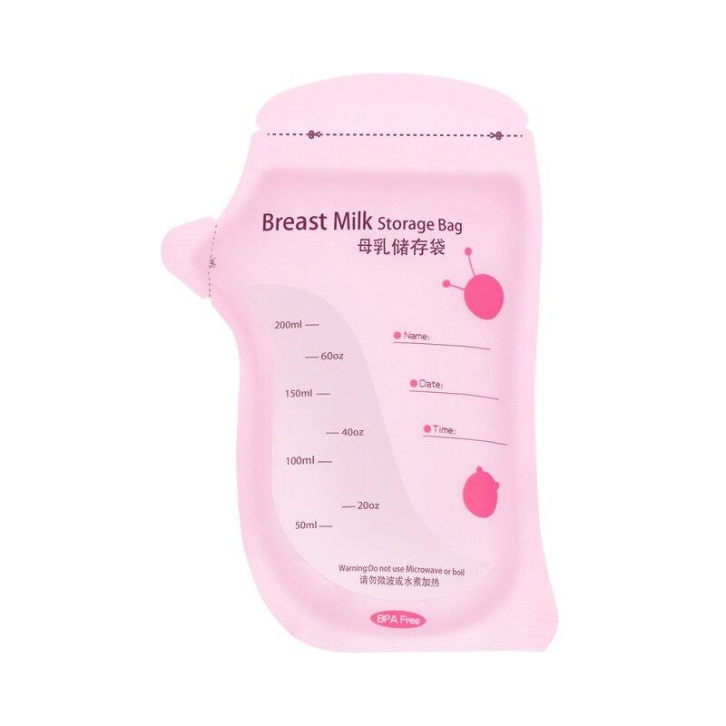30 st förvaringspåsar för bröstmjölk 200ml säkerhetspåsar för modermjölk förvaringsväska matningsmateriel mat barnmat förvaring babyprylar: Rosa