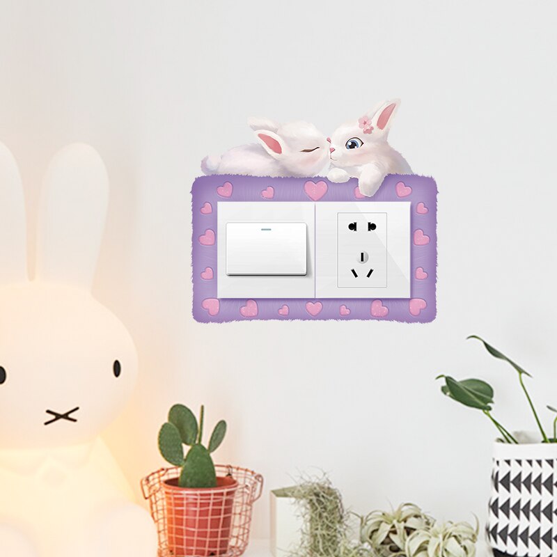 Modern minimalist cartoon switch sticker wall sticker socket bedroom living room wall decoration light switch