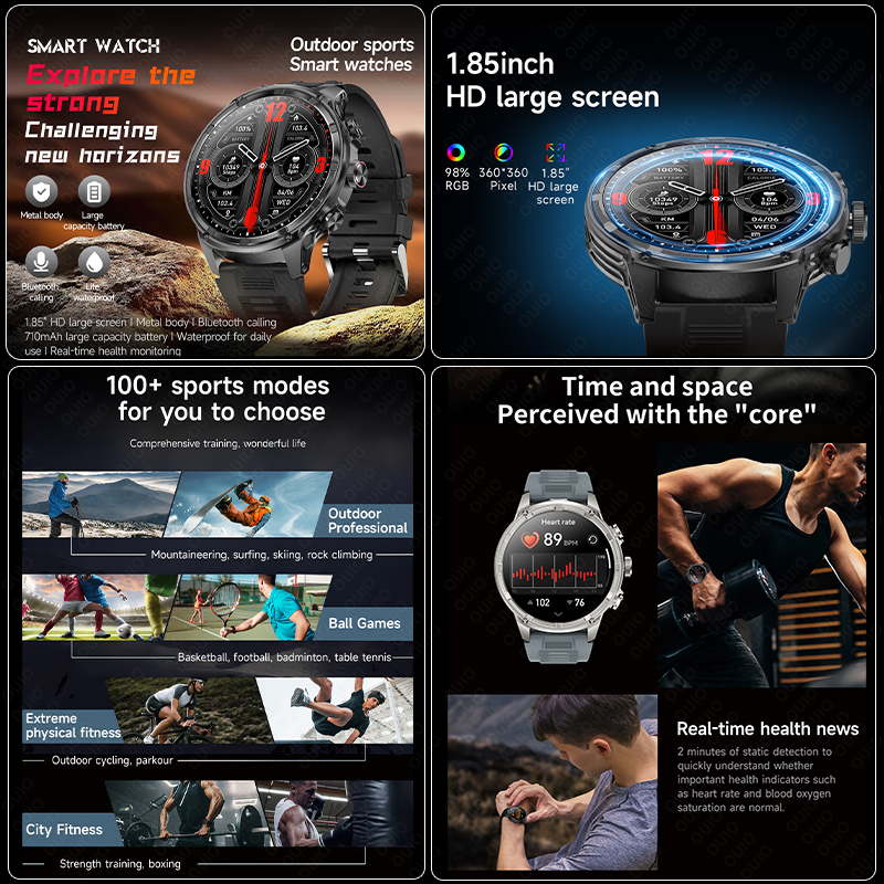 2025 1.85 polegadas ultra hd relógio inteligente 710 mah bateria grande nfc detecção bluetooth chamada esportes fitness smartwatch para huawei xiaomi